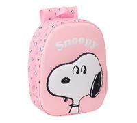 SNOOPY 3D School Backpack, with 3D Design, Adaptable to Cart, Ideal for Children of Different Ages, Comfortable and Versatile, Quality and Resistance, 27 x 10 x 33 cm, light pink, M, Casual