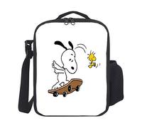 Snoopy and Woodstock Insulated Travel Picnic Lunch Box Tote Portable Lunch Bag with Shoulder Strap