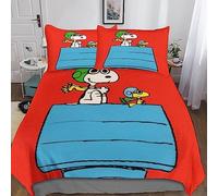 Snoopy Bedding Set Duvet Cover Soft Microfiber Anime Quilt Cover with 3D Print Design for Kids Teenagers Adult 3 Piece Set with Zipper Closure Double(200x200cm)