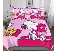 Snoopy Bedding Set Duvet Cover Soft Microfiber Anime Quilt Cover with 3D Print Design for Kids Teenagers Adult 3 Piece Set with Zipper Closure King(220x240cm)
