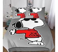 Snoopy Bedding Set with Pillowcases Duvet Cover with Zipper Closure Soft Microfiber Lovely Dog Quilt Cover Bedding Sets 3 Pieces Set 3D Print for Teens And Adults King(220x240cm)