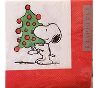 Snoopy Christmas Tree Beverage Napkins, Set of 40, 3 ply, 5x5 folded