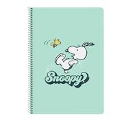 SNOOPY GROOVY - Notebook Folio 80 Sheets Hard Cover 1Design, Ideal for Children of Different Ages, Comfortable and Versatile, Quality and Resistance, 21.5 x 1 x 31 cm, Water Green