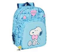 SNOOPY LOVE - Animated Children's School Backpack, Children's Backpack, Adaptable to Trolley, Ideal for School Children, Comfortable and Versatile, Quality and Resistance, 26 x 11 x 34 cm, light blue,