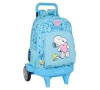 Snoopy Love - Large Backpack with Wheels, Compact Evolution, Removable, Ideal for Children of Different Ages, Comfortable and Versatile, Quality and Resistance, 33 x 22 x 45 cm, light blue, M, Casual