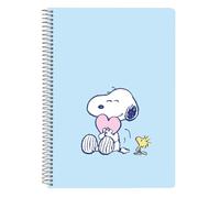 SNOOPY LOVE - Notebook, Quarter Notebook 80 Sheets, Hard Covers, 1 Design, Ideal for Children of Different Ages, Comfortable and Versatile, Quality and Resistance, 15.5 x 22 cm, light blue, M, Casual