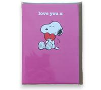 Snoopy Love You Pink Heart Card