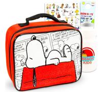 Snoopy Lunch Box Set - Bundle with Peanuts Lunch Bag, Tattoos, Water Bottle, and More | Snoopy Lunchbox for Boys, Girls, Kids