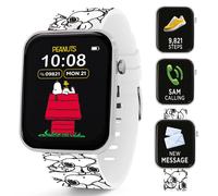 Accutime Peanuts Snoopy White Printed Strap Interactive Smart Watch for Snoopy Fans with Multiple Dials, Messages, Step Counter, Alarm, Activity Tracking