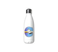 Snoopy - Stainless Steel Water Bottle, Airtight, with Multi-Coloured Letter C Design, 550 ml, White, Official Product (CyP Brands)