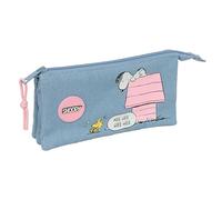 Snoopy - Triple Pencil Case, Children's Pencil Case, Ideal for School Age Children, Comfortable and Versatile, Quality and Resistance, 22 x 3 x 12 cm
