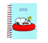 Snoopy Vegan Leather Spiral Journal, Peanuts "Focus On The Good" Quote | Spiral Journal, Peanuts Focus, "Focus On The Good" Quote on The Cover - Perfect for Taking Notes, Lists and More