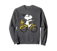 Snoopy & Woodstock Riding Bike Sweatshirt, Adult Unisex, Dark Heather Grey, Medium