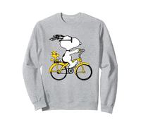 Snoopy & Woodstock Riding Bike Sweatshirt, Adult Unisex, Heather Grey, Small