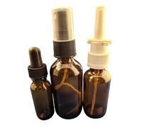 Snoot! Amber Glass EMPTY Colloidal Silver Applicator 3-Pack, w/ 2oz Mist Sprayer, 1oz Nasal Sprayer, and 1/2oz Dropper