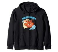 Snooze Champion Funny Alarm Morning Humor Design Zip Hoodie