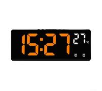 Snooze Clock Having Voice Control (Clap/Knock Activation) Black Abs Desktop Clock for Brightness or Office Digital Alarm Function 5-Level Bedroom Led Display(Black Shell Orange)