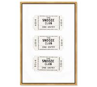 Snooze Club Entry Canvas Print Typography Art Print by Art Remedy, Gold Frame, 16 x 24
