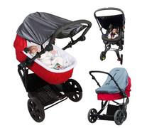 SnoozeShade Original Deluxe Pram Sun Shade for Newborns Universal Fit Baby Sleep Aid with UPF40 Plus Breathable Blackout Cover in Premium Silver Grey
