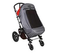 SnoozeShade Plus Deluxe Pushchair Sun Shade, Stroller and Buggy, 97%+ UV | Silver-grey. Fits any stroller or pushchair. Sunshade, blackout and mosquito net. Most effective UVE rating, ARPANSA tested