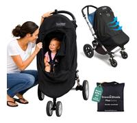 SnoozeShade Plus Extra Pushchair Sun Shade, Stroller and Buggy, 97%+ UV | Fits any stroller, pushchair or buggy. Sunshade, blackout cover and mosquito net. Most effective UVE rating, ARPANSA tested