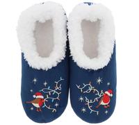 Snoozies Christmas Robin Pairables Super Soft Sherpa Fleece Womens House Slippers UK Sizes 3-9 (Robin, UK Footwear Size System, Adult, Women, Alpha, Medium, Large)