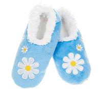 Snoozies! Daisy Flowers Super Soft Womens Slippers with Non-Slip Sole - Ladies sizes from 3-7 (Blue, large)