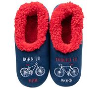 Snoozies! Mens Pairables Sports, Gonks & More Mens Soft Sherpa Fleece Non Slip Slippers Mens Sizes 6-13 (Born to Ride)