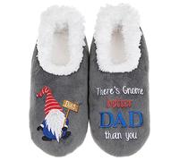 Snoozies Men's Super Soft Sherpa Pairables Gnome Dad slippers, Grey, Small