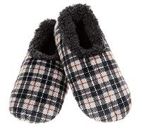 Snoozies! Men's Velour Fleece Lined Men’s House Slippers - Super Soft with Non-Slip Sole - sizes from 6-11 (Charcoal, medium)