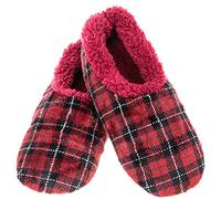 Snoozies! Men's Velour Fleece Lined Men’s House Slippers - Super Soft with Non-Slip Sole - sizes from 6-11 (Red, large)