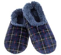 Snoozies! Men's Velour Fleece Lined Men’s House Slippers - Super Soft with Non-Slip Sole - sizes from 6-11 (Navy, large)