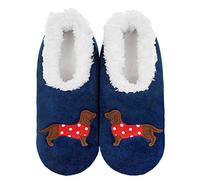 Snoozies! Pairables Animal Lover, Cats & Dogs Womens Slippers Sherpa Fleece Non Slip Sole Ladies - Sizes 3-9 (Spotty Sausage)