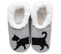 Snoozies! Pairables Black Cat, Super Soft Sherpa Fleece Womens Slippers, Non Slip Sole - Ladies Sizes 3-7 (medium)