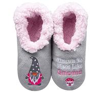 Snoozies! Pairables No Place like Gnome, Super Soft Sherpa Fleece Womens Slippers, Non Slip Sole - Ladies Sizes 3-7 (UK Footwear Size System, Adult, Women, Alpha, Medium, X-Large)