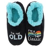 Snoozies! Pairables Super Soft Sherpa Fleece Mens Slippers With Non Slip Sole - I'm Not Old and Number 1 Dad Designs (I'm Not Old, Large)