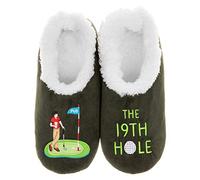 Snoozies Pairables Super Soft Sherpa Mens House Slippers - Golf - The 19th Hole (Green, Small)