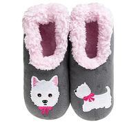Snoozies! Pairables Westie Dog, Super Soft Sherpa Fleece Womens Slippers, Non Slip Sole - Ladies Sizes 3-7 (medium)
