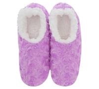 Snoozies! Roses In Bloom Super Soft Sherpa Fleece Womens House Slippers ladies Sizes 3-9 Blue, Navy, Pink and Violet (Violet, UK Footwear Size System, Adult, Women, Alpha, Medium, Small)