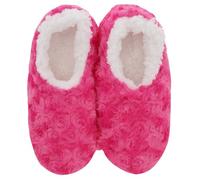 Snoozies! Roses In Bloom Super Soft Sherpa Fleece Womens House Slippers ladies Sizes 3-9 Blue, Navy, Pink and Violet (Pink, UK Footwear Size System, Adult, Women, Alpha, Medium, Large)