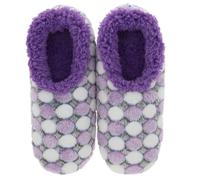 Snoozies! Spot The Dot Super Soft Sherpa Fleece Womens House Slippers ladies Sizes 3-9 Blue, Pink, Violet, White (Violet, UK Footwear Size System, Adult, Women, Alpha, Medium, Small)