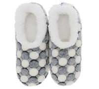 Snoozies! Spot The Dot Super Soft Sherpa Fleece Womens House Slippers ladies Sizes 3-9 Blue, Pink, Violet, White (White, UK Footwear Size System, Adult, Women, Alpha, Medium, Large)