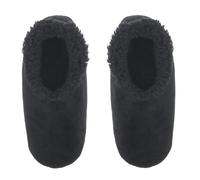 Snoozies! Super Soft Sherpa Fleece Men's Slippers With Non Slip Sole - Brushed Corduroy in Black, Charcoal or Navy (Black, UK Footwear Size System, Adult, Men, Alpha, Medium, Large)