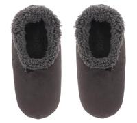 Snoozies! Super Soft Sherpa Fleece Men's Slippers With Non Slip Sole - Brushed Corduroy in Black, Charcoal or Navy (Charcoal, Large)