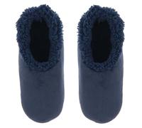 Snoozies! Super Soft Sherpa Fleece Men's Slippers With Non Slip Sole - Brushed Corduroy in Black, Charcoal or Navy (Navy, UK Footwear Size System, Adult, Men, Alpha, Medium, Small)
