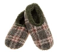 Snoozies Super Soft Sherpa Men’s House Slippers - Boucle Plaid (Green, Small)