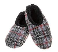Snoozies Super Soft Sherpa Men’s House Slippers - Boucle Plaid (Grey, Small)