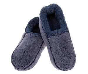 Snoozies Super Soft Sherpa Men’s House Slippers - Two Tone (Navy, Medium)
