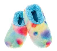 Snoozies! Tie Dye Cotton Candy Womens Slippers with Super Soft Non-Slip Sole - Ladies sizes from 3-7 (Blue, medium)