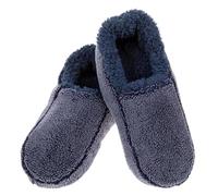 Snoozies! Two Tone Sherpa Fleece Lined Men’s House Slippers - With Non-Slip Sole - sizes from 6-13 (Navy, Small)